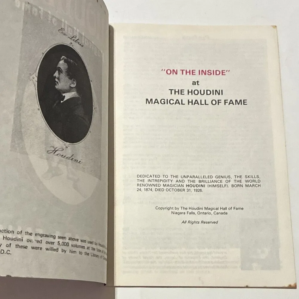 Vintage Houdini Magical Hall of Fame Niagara Falls Souvenir Booklet Hagarty